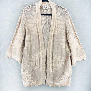 PLAY Sweater Womens S/M Blush Cotton Blend Crochet Knit Cardigan Boho Romantic